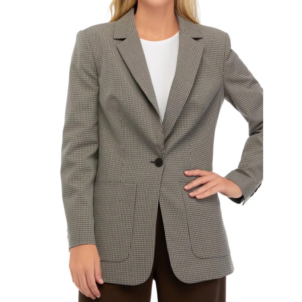 Calvin Klein Notch‎ collar Women's Checkered Blazer Size 6